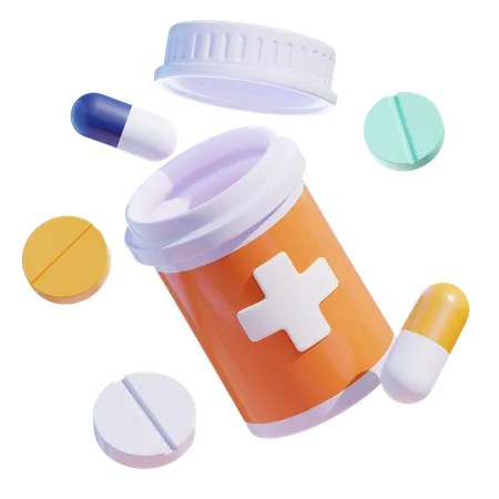 Medicine Bottle Floating  3D Icon