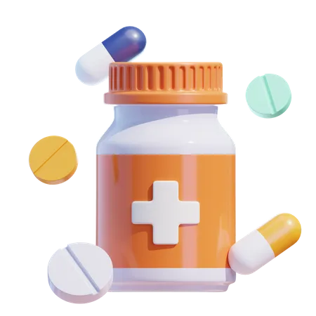 Medicine With Floating Pills  3D Icon