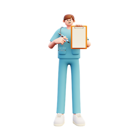 Médico mostrando relatório médico  3D Illustration