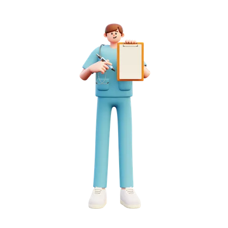 Médico mostrando relatório médico  3D Illustration