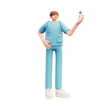 Médico segura cápsula azul  3D Illustration