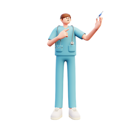 Médico segura seringa  3D Illustration