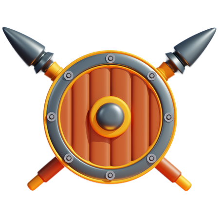 MEDIEVAL SHIELD AND SPEAR  3D Icon