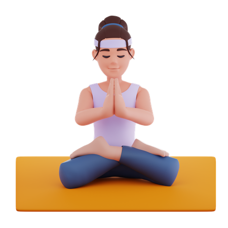 Meditate Yoga Pose  3D Illustration