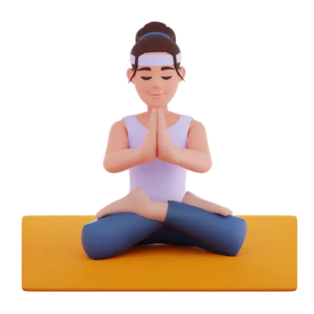 Meditate Yoga Pose  3D Illustration