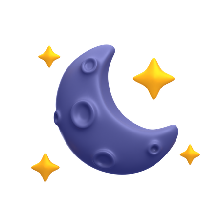 Meia lua e estrelas  3D Icon