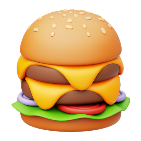 Melt Cheese Overload Beef Burger  3D Icon