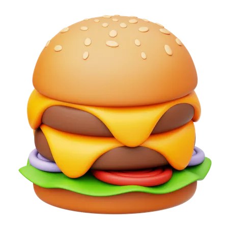 Melt Cheese Overload Beef Burger  3D Icon