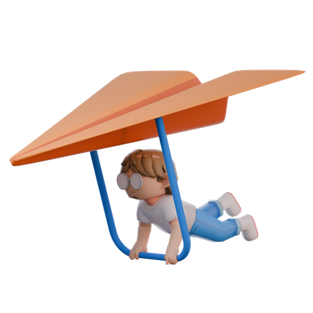 Menino andando de planador  3D Illustration