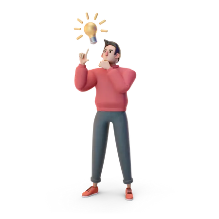 Menino com ideia  3D Illustration