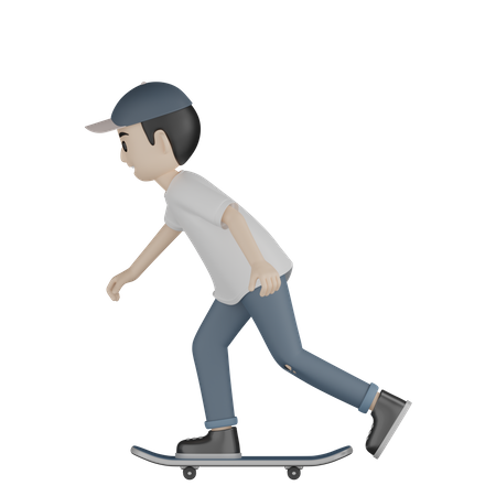 Garoto andando de skate  3D Illustration