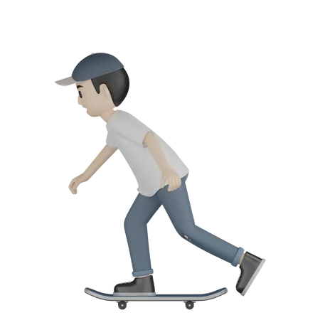 Garoto andando de skate  3D Illustration