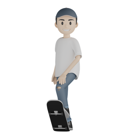 Garoto andando de skate  3D Illustration