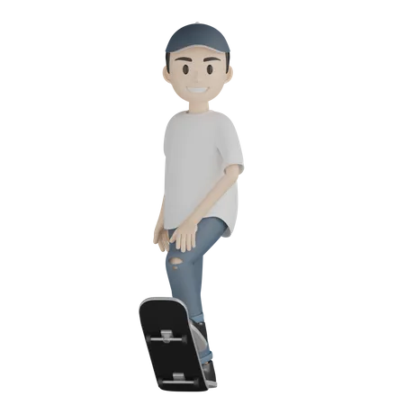 Garoto andando de skate  3D Illustration