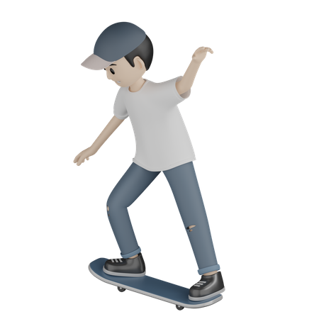 Garoto andando de skate  3D Illustration