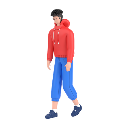 Menino se sente frustrado ao caminhar  3D Illustration