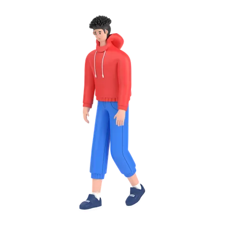 Menino se sente frustrado ao caminhar  3D Illustration