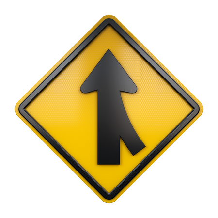 Merge Ahead Sign  3D Icon