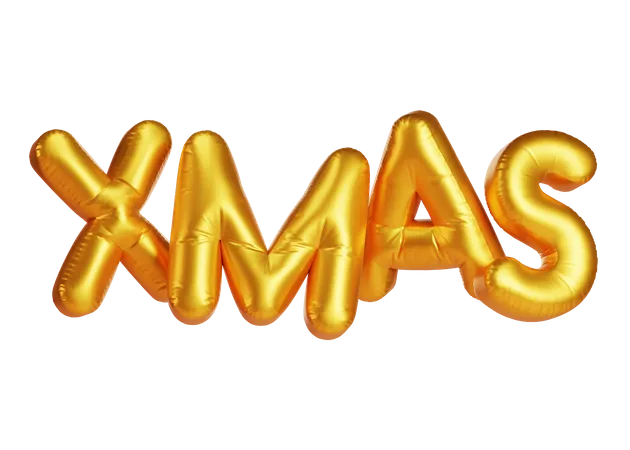 Merry Xmas in golden balloons  3D Icon