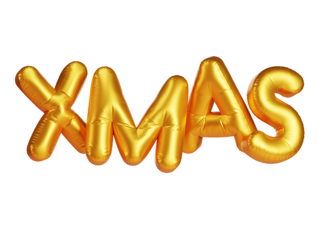 Merry Xmas in golden balloons  3D Icon