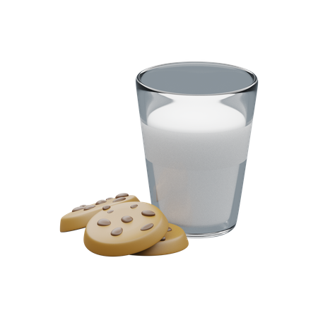 Milch und Kekse  3D Illustration