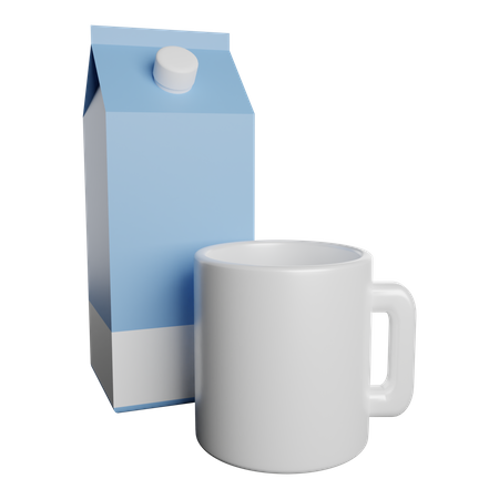 Milk Pack And Glass  3D Illustration