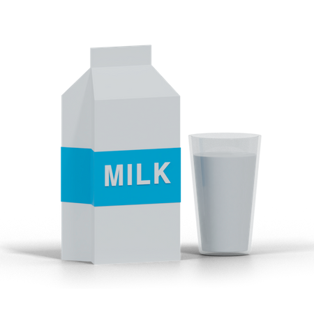 Milk Pack And Glass  3D Illustration