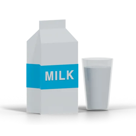 Milk Pack And Glass  3D Illustration