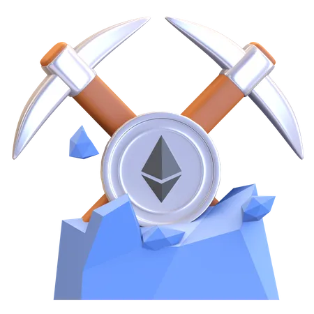 Mining Ethereum Crypto  3D Illustration