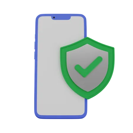 Mobile phone with shield  3D Icon