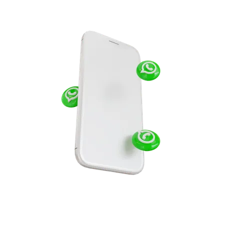 WhatsApp のバブル型ボタンを備えた携帯電話  3D Icon