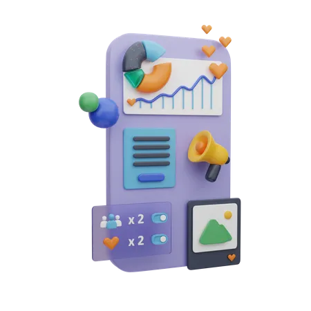 Mobile Smm Dashboard  3D Illustration