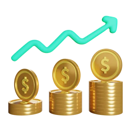 Moedas, Câmbio, Finanças, Bolsa de Valores, Crescimento, Lucro  3D Illustration