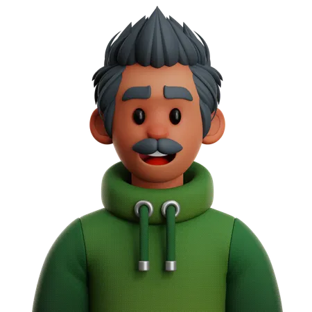 HOMME MOHAWK AVEC MOUSTACHE  3D Icon