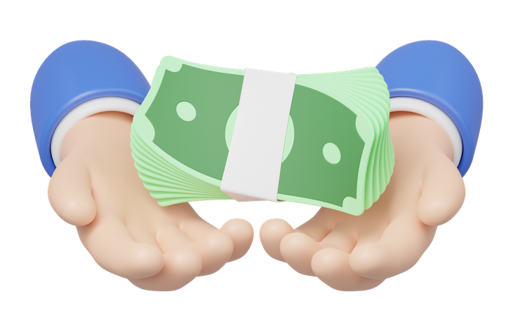 Money Bundle In Hand  3D Icon