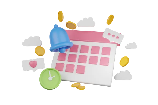 Money savings calendar alert  3D Illustration