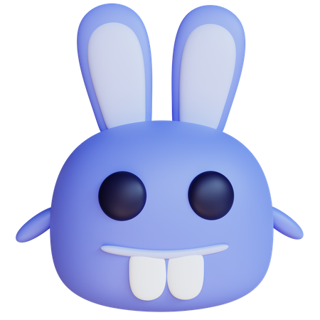 Monstruo conejo azul  3D Icon