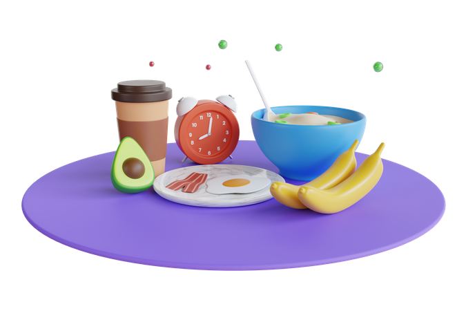 Morning Breakfast  3D Illustration