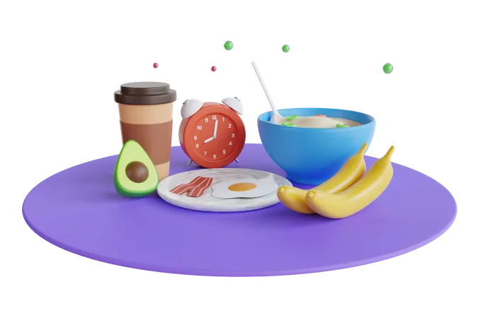 Morning Breakfast  3D Illustration