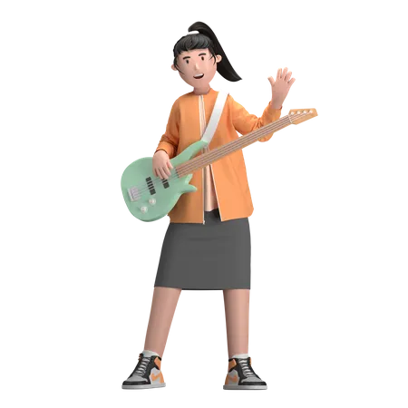 Hembra con bajo  3D Illustration