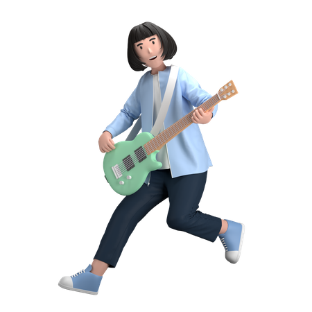 Mujer con guitarra  3D Illustration