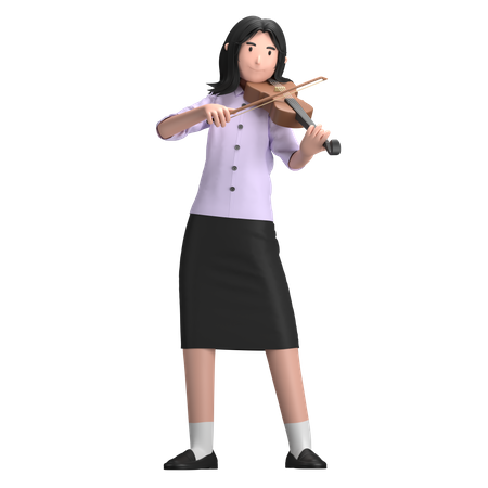 Mujer con violín  3D Illustration