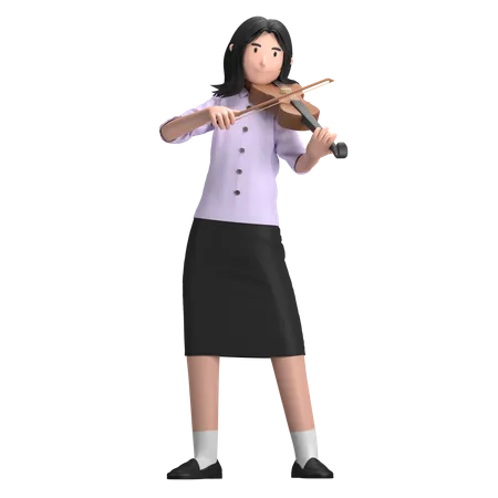 Mujer con violín  3D Illustration