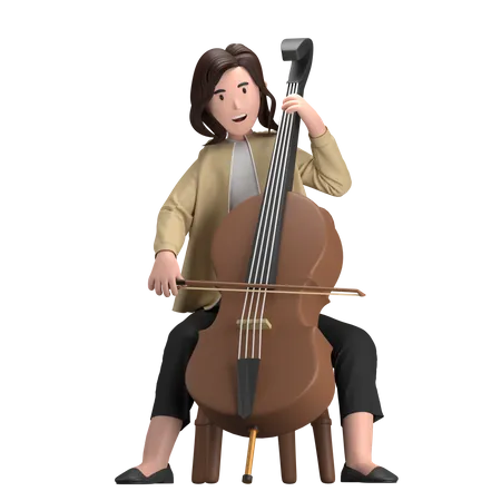 Mujer con violonchelo  3D Illustration