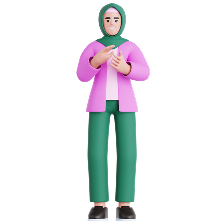 Mujer dando aplausos  3D Illustration