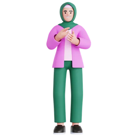 Mujer dando aplausos  3D Illustration