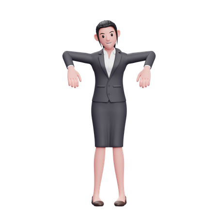 Mujer de negocios dando pose de marioneta  3D Illustration