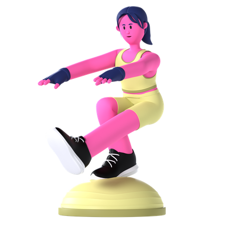 Mujer haciendo pelota Bosu  3D Illustration