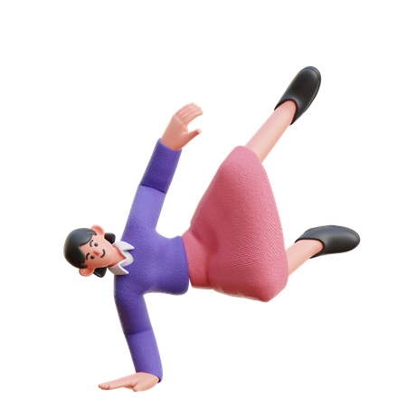 Mujer haciendo breakdance  3D Illustration