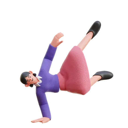 Mujer haciendo breakdance  3D Illustration